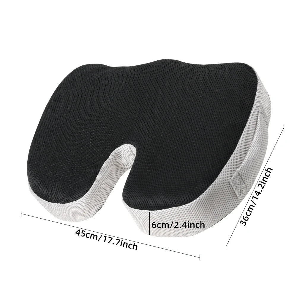 U-Shaped Memory Foam Seat Cushion – Breathable Wave Massage Cushion for Coccyx & Buttock Pressure Relief (45×36×6 cm / 17.7×14.2×2.4 in)
