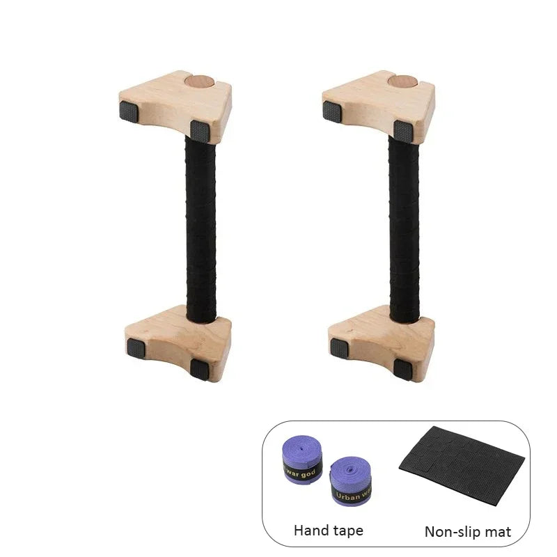 2-Pack Wooden Push-Up Stands — Non-Slip Beech Parallettes for Calisthenics & Home Fitness