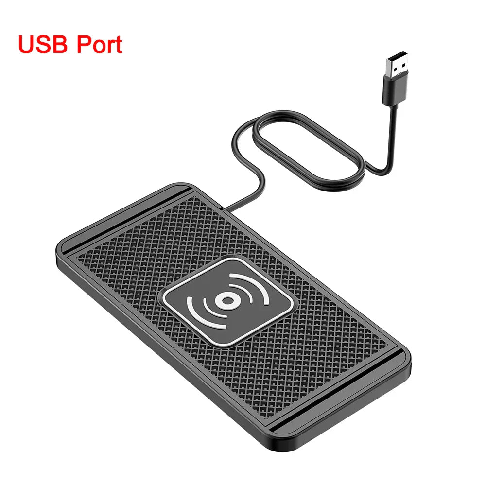 15W Qi Wireless Car Charger Pad – Fast Wireless Charging Silicone Non-Slip Phone Holder for Smartphones