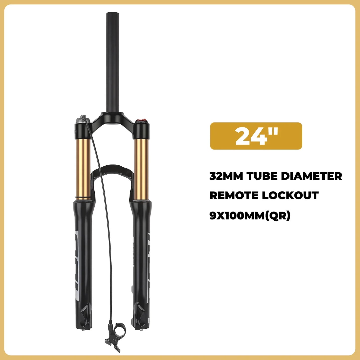 Air & Oil Suspension Fork for 20-inch / 24-inch Bikes, Alloy Upper & Magnesium Lower, Remote Lockout, 100–135 mm (3.9–5.3 in) Travel
