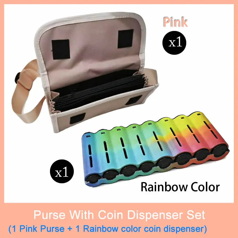 Euro Coin Wallet Fanny Pack 6-Pocket Cashier Waist Bag with 8-Slot Coin Dispenser