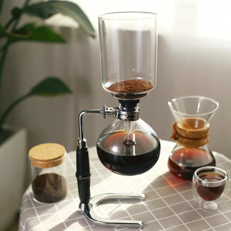 3-5 Cup Syphon Coffee Maker 600ml (20.3 fl oz) Heat-Resistant Glass Siphon Vacuum Brewer