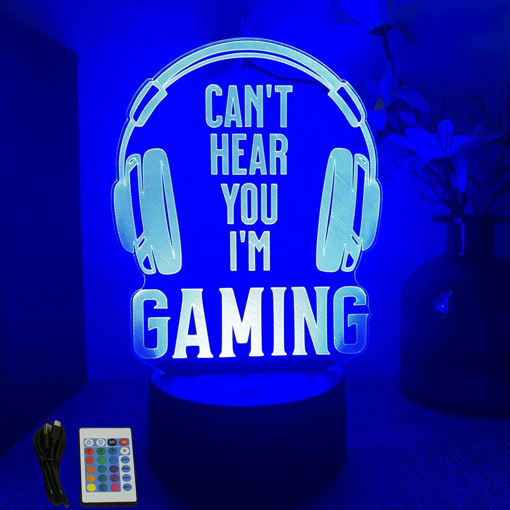 3D LED Neon Gamer Lamp - RGB Acrylic Night Light with Remote & Touch for Kids & Gaming Room