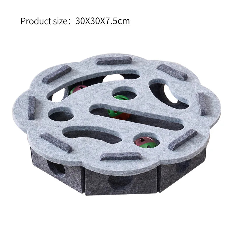 Interactive Cat Puzzle Toy Felt Maze Tunnel with Bell Ball Indoor Cat Enrichment Toy