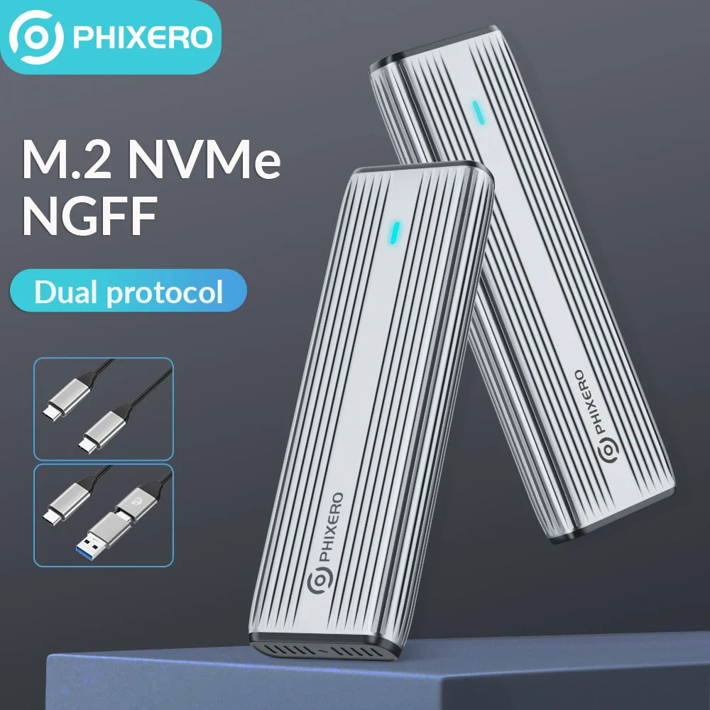M.2 NVMe & SATA SSD Enclosure USB-C 10Gbps (USB 3.1 Gen2) Tool-Free Aluminum Case — Supports 2230/2242/2260/2280