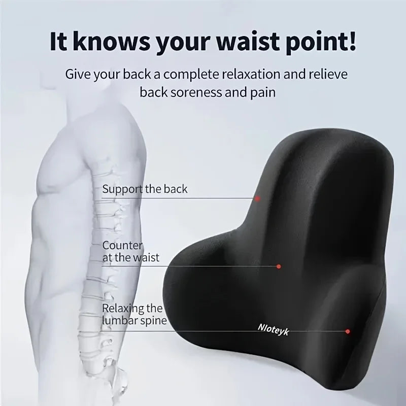 Memory Foam Lumbar Support Pillow for Car, Office and Gaming Chairs - Postpartum Waist Pain Relief Back Cushion