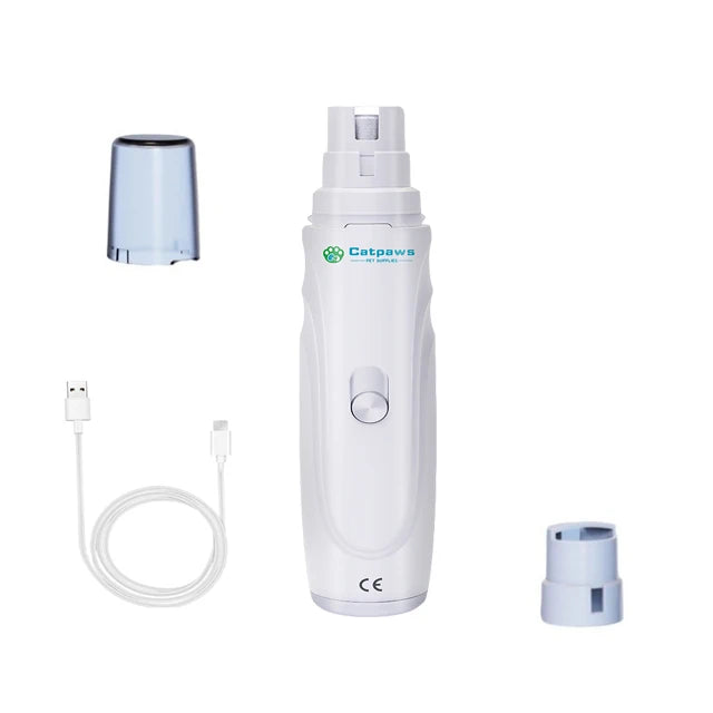 USB Rechargeable Electric Pet Nail Grinder - Quiet Dog & Cat Nail Trimmer, 2-Speed 3-Port Diamond Bit