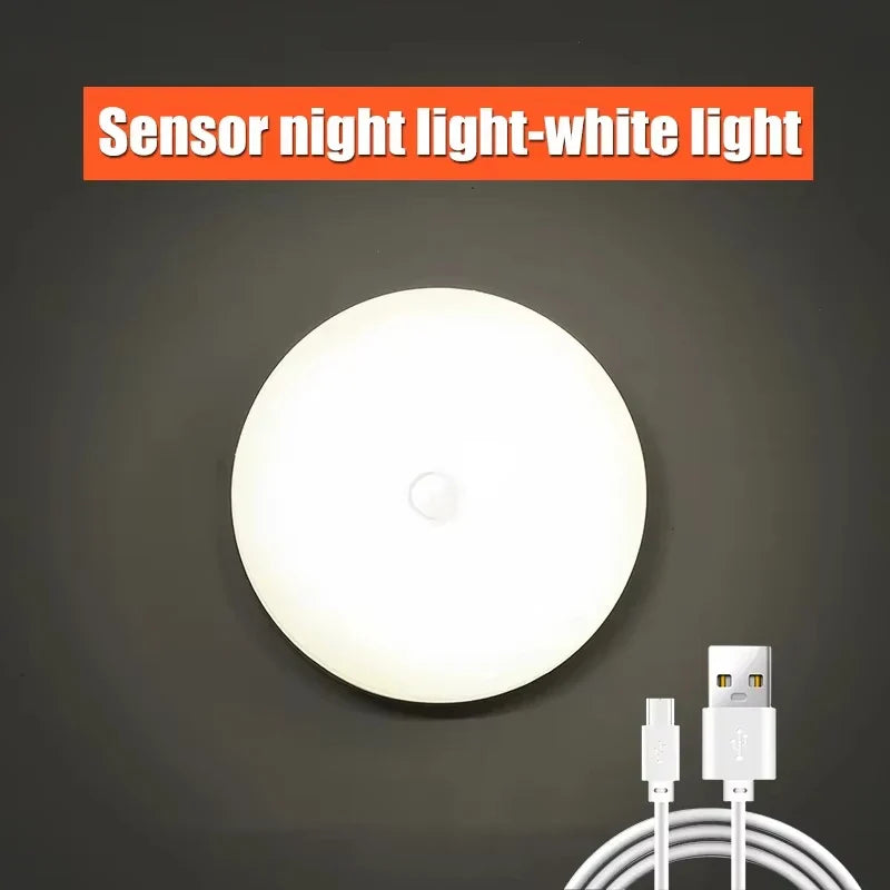 USB Rechargeable Motion Sensor Night Light – Warm/Cool LED with Magnetic Mount for Bedroom Hallway Closet Stairs