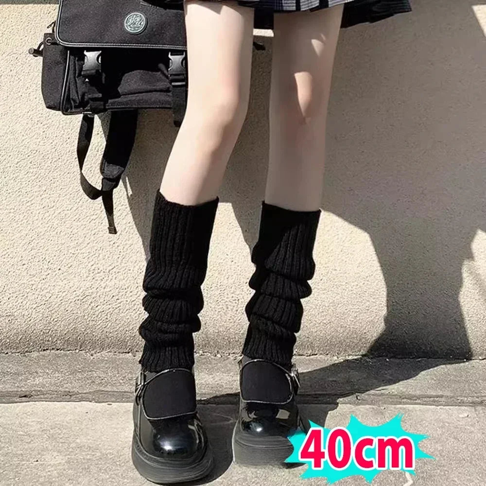 Y2K Fluffy Knit Leg Warmers for Women — Gothic Lolita Arm & Boot Covers, Lengths 40/50/70/75 cm (15.7–29.5 in), Black White