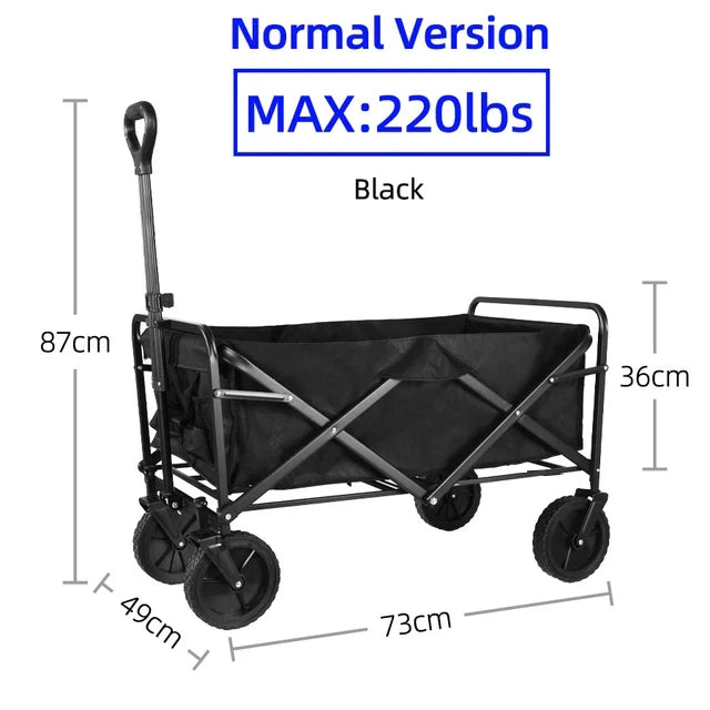 Heavy-Duty Collapsible Folding Beach Wagon Large Capacity Portable Utility Cart with All-Terrain Wheels
