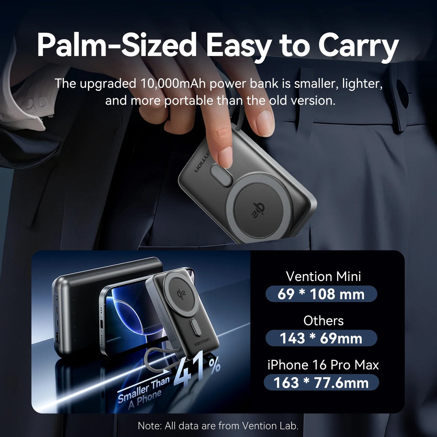 35W 10000mAh Qi2 Magnetic Power Bank 15W Wireless Fast Charger with Built-in USB-C Cable and Foldable Stand