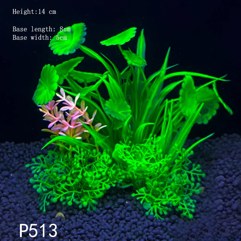 Artificial Aquarium Plants – Plastic Underwater Green Shrubs with Resin Base, Fish Tank Decoration