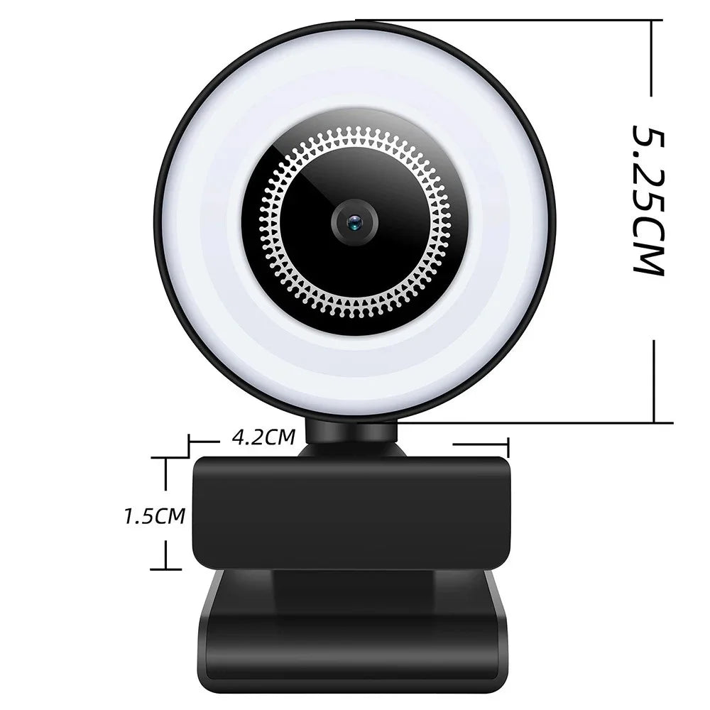 4K USB Webcam (8MP) 1080P/720P Auto-Focus Laptop Camera with Noise-Reduction Mic, Adjustable Clip & Light Control for Live Streaming
