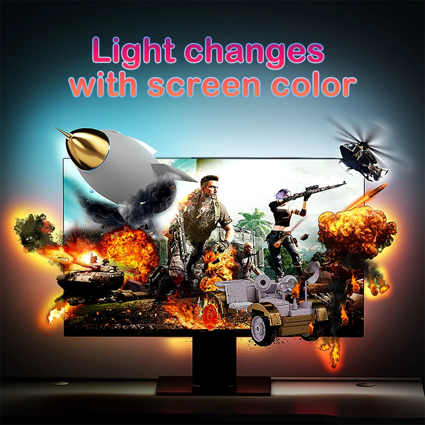 Smart RGB LED Monitor Backlight Strip USB Sync — Gaming Light Bar for 24–34 in (61–86 cm) PC Screens, Waterproof