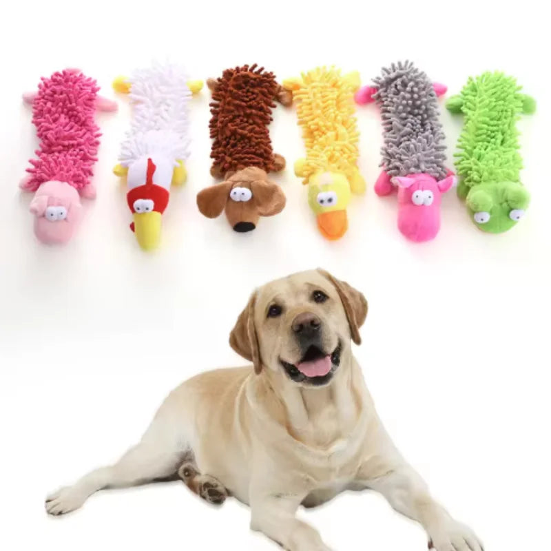 Small Breed Dog Plush Toy 10.2 in (26 cm) Animal Shape Squeaky Chew and Dental Cleaning Toy for Chihuahua Yorkie Bichon Puppies