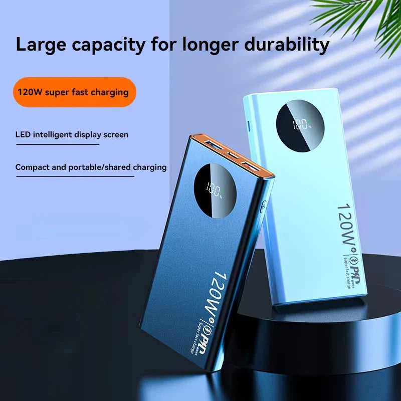 50,000mAh 120W High-Capacity Portable Power Bank, Wireless Charger with Built-In Cable, PD & USB-C Fast Charging for iOS and Android