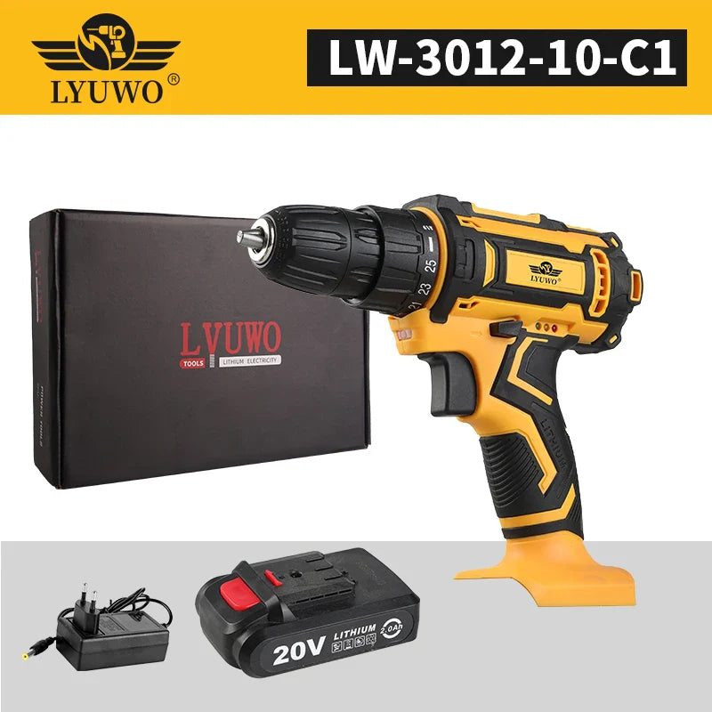 Cordless Drill 12V/16.8V/21V Rechargeable Electric Screwdriver - 2-Speed Lithium Battery Multi-Function Power Tool