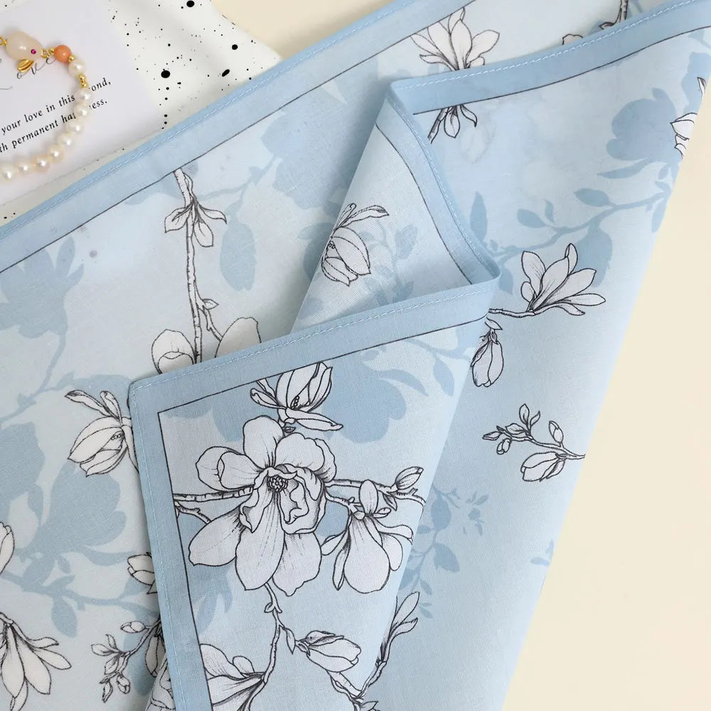 3-Pack Cotton Women's Handkerchiefs 17in (43cm) Floral Pocket Squares — Bridal Gift Set