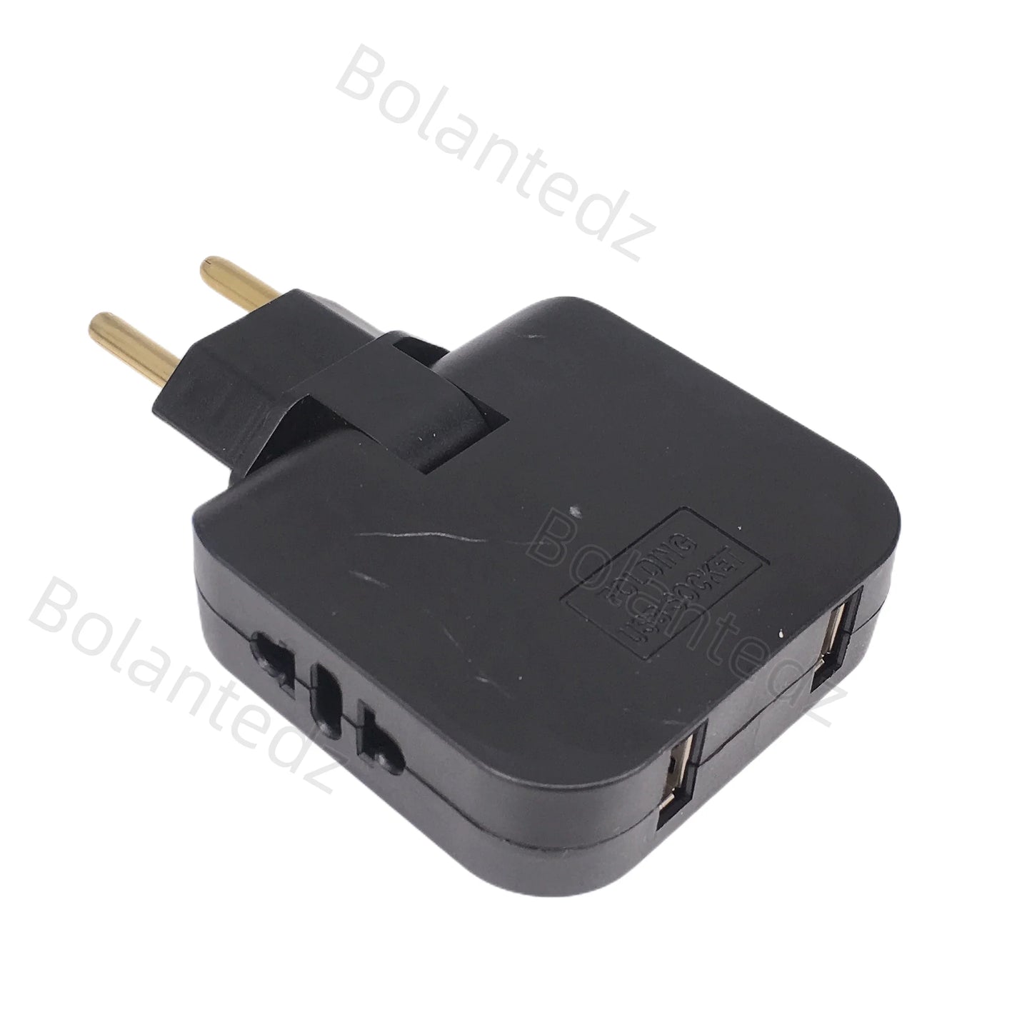 3-in-1 Foldable EU Travel Adapter with 2 USB Ports - US and KR to EU Power Converter