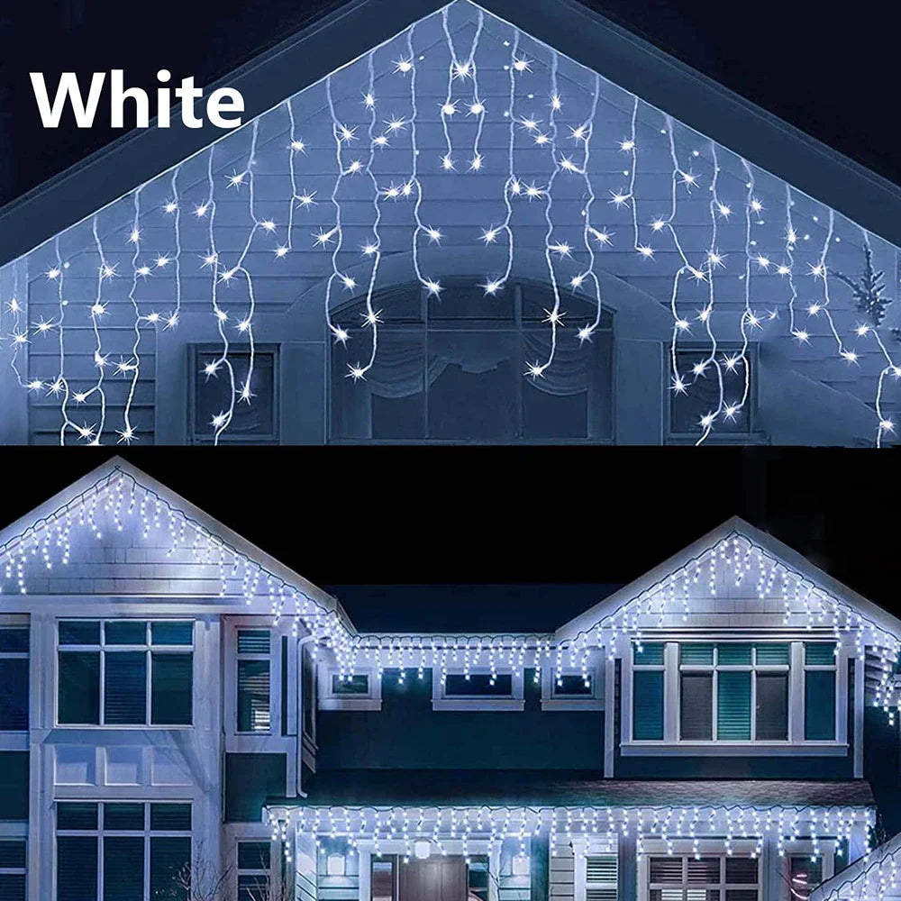 LED Icicle Curtain Fairy Lights - 4m/6m/12m (13ft/20ft/39ft) Waterproof String Lights for Christmas, Wedding & Party Indoor Outdoor