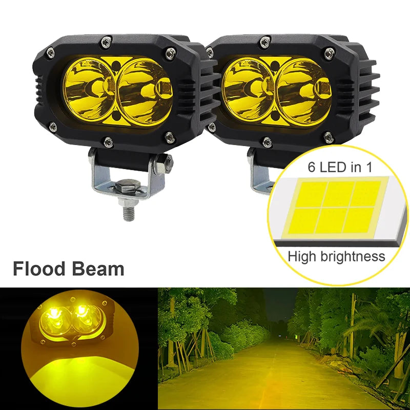4 in (100 mm) LED Pod Light - Combo Spot + Flood Beam 9-30V Driving Work Fog Light for Car Motorcycle ATV UTV SUV Off-Road 4x4 Boat Truck
