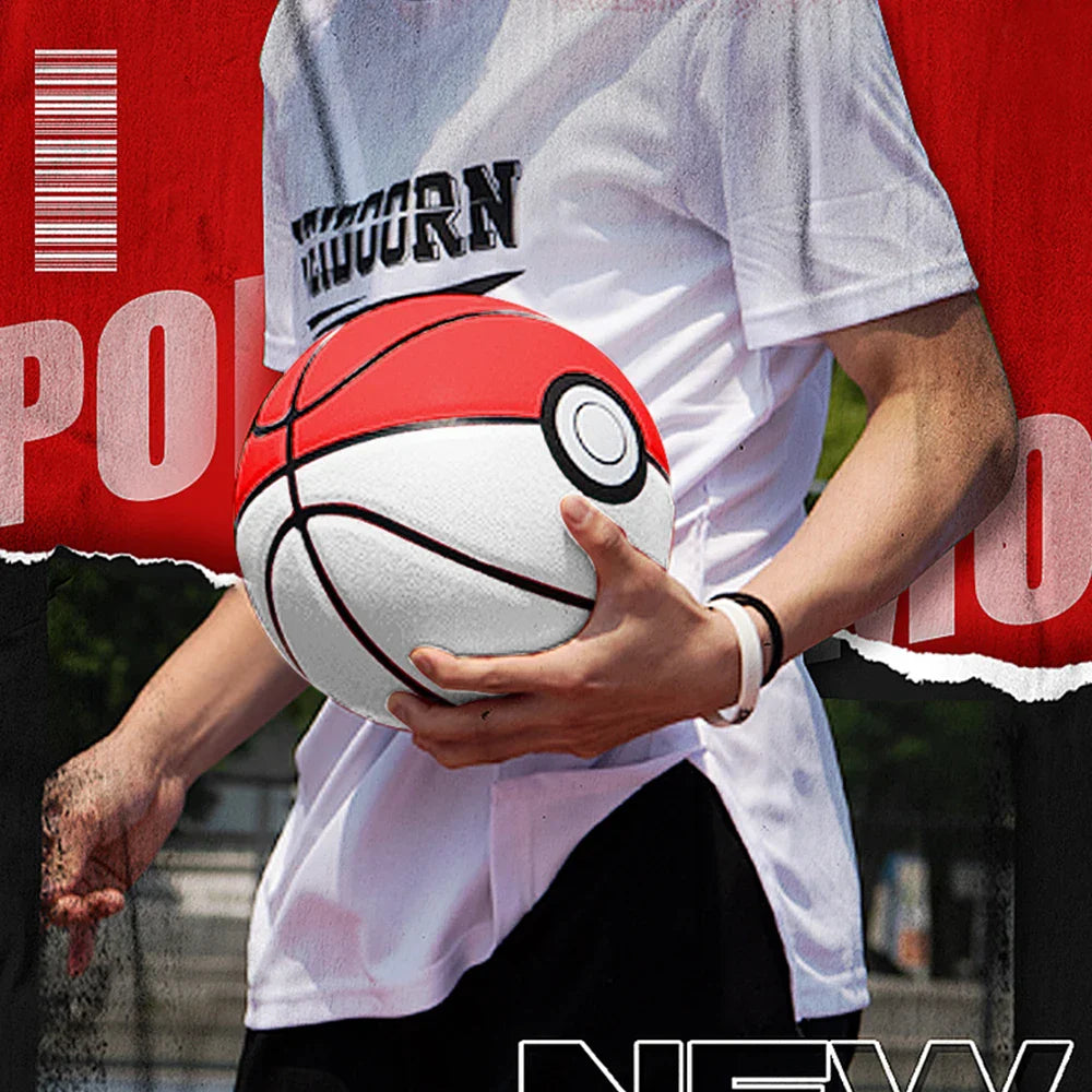White Red PU Basketball - Official Size 7 (29.5 in / 75 cm) Indoor/Outdoor Professional 4-Layer Durable Ball