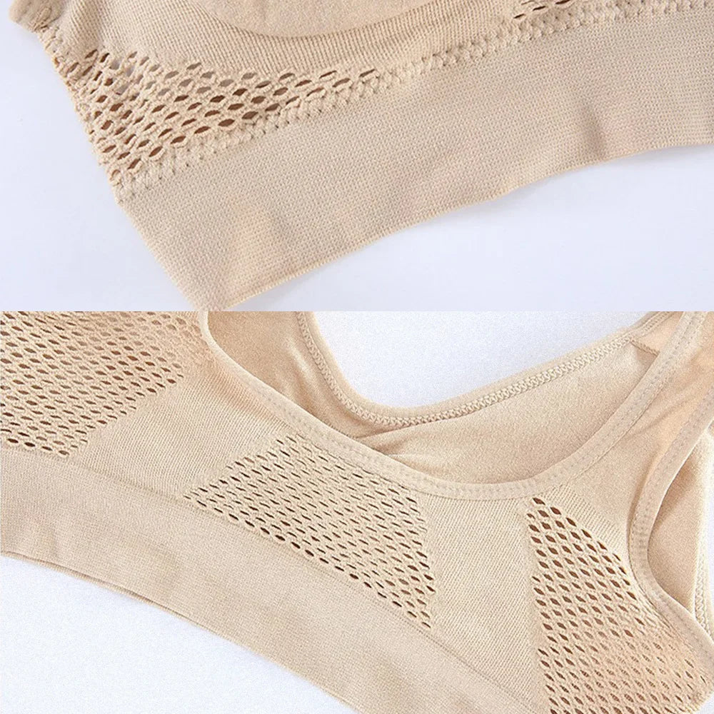 Seamless Mesh Plus Size Sports Bra Wireless Shockproof Breathable Yoga and Gym Crop Top Up to 6XL