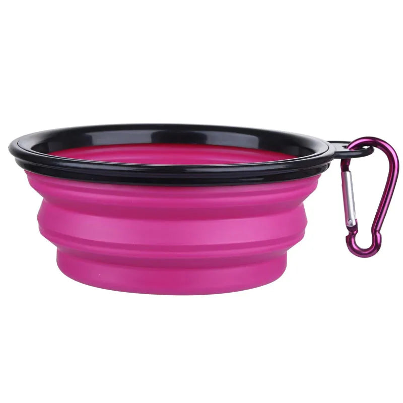 Collapsible Silicone Pet Travel Bowl with Bottle & Carabiner – 2-in-1 Food & Water Dispenser (350/650/1000 ml | 11.8/22/33.8 fl oz)