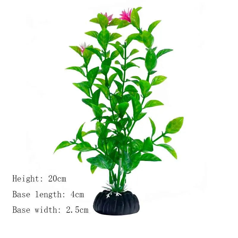 Artificial Aquarium Plants – Plastic Underwater Green Shrubs with Resin Base, Fish Tank Decoration
