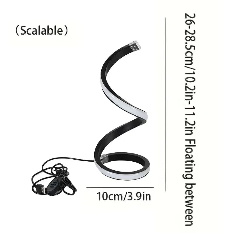 USB Plug-In Spiral LED Night Light – Dimmable 3-Color Adjustable Bedside Desk Lamp for Bedroom, Living Room, Office