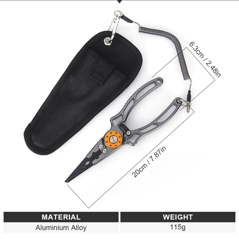 Fishing Line Scissors Keychain - Serrated Stainless Steel Blade, Titanium-Coated Corrosion-Resistant, Blunt Tip (9.5 x 6.27 cm / 3.74 x 2.47 in)