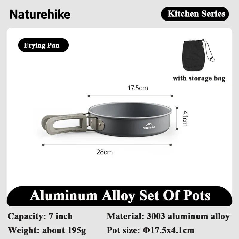 4-7 Person Camping Cookware Set - Lightweight Aluminum Pot Set for Outdoor Picnic & Backpacking