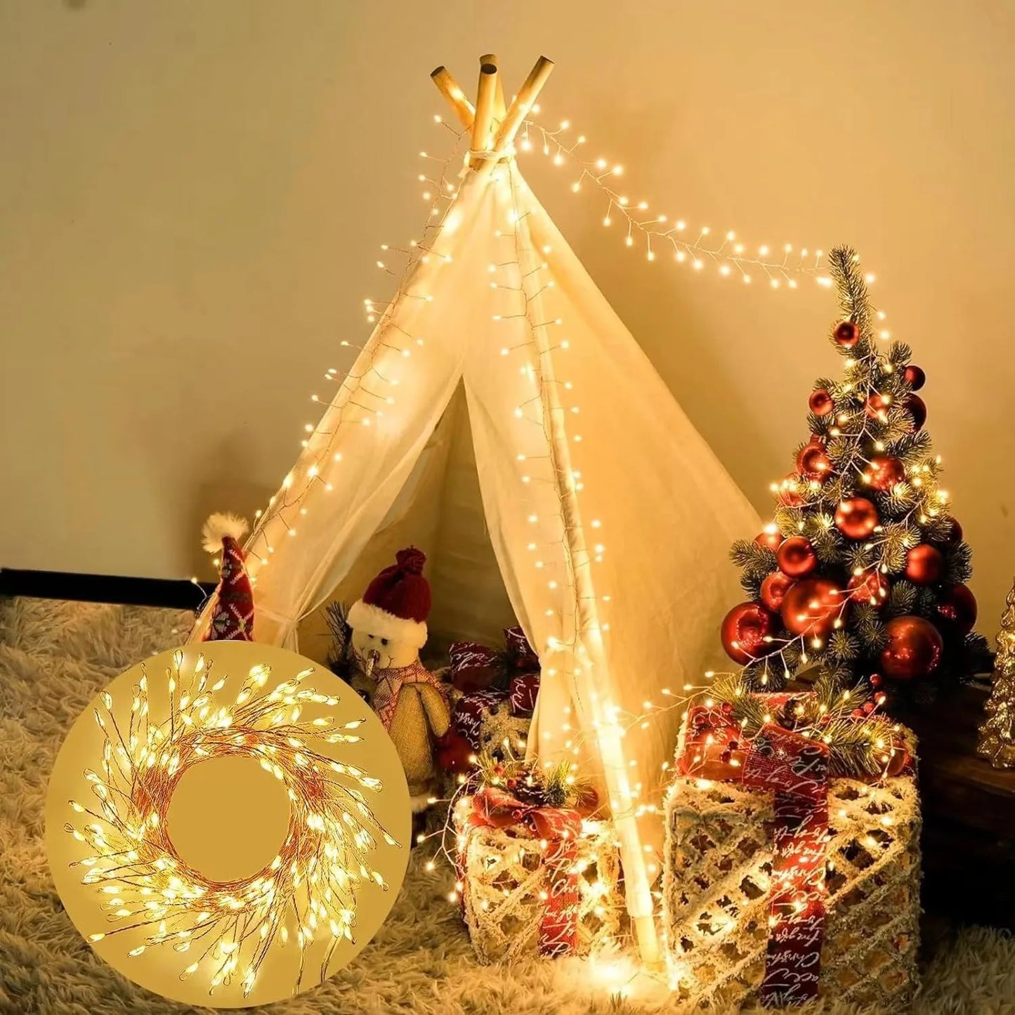 USB LED Firecracker String Lights 3/6/9M (9.8/19.7/29.5 ft) Remote-Controlled Fairy Garland for Wedding Party Garden Christmas