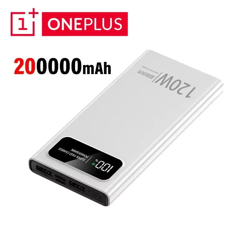 200000mAh 120W Fast Charging Portable Power Bank with LED Digital Display – USB-C & USB-A External Battery for Smartphones & Tablets
