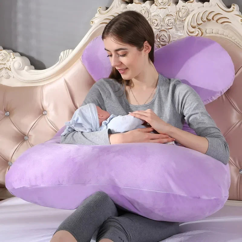 U-Shaped Maternity Pregnancy Pillow – Full-Body Support for Sleep & Nursing, Velvet Cover, Removable Washable – 120×70 cm (47×28 in) & 140×75 cm (55×30 in)