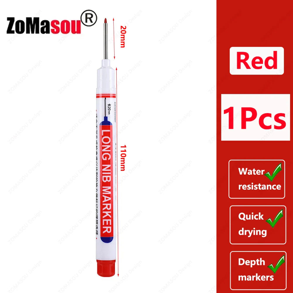 20mm Long-Head Deep Hole Marker Pens - Waterproof Fast-Dry Oil Markers for Wood, Metal & Glass (Red/Black/Blue/Green)