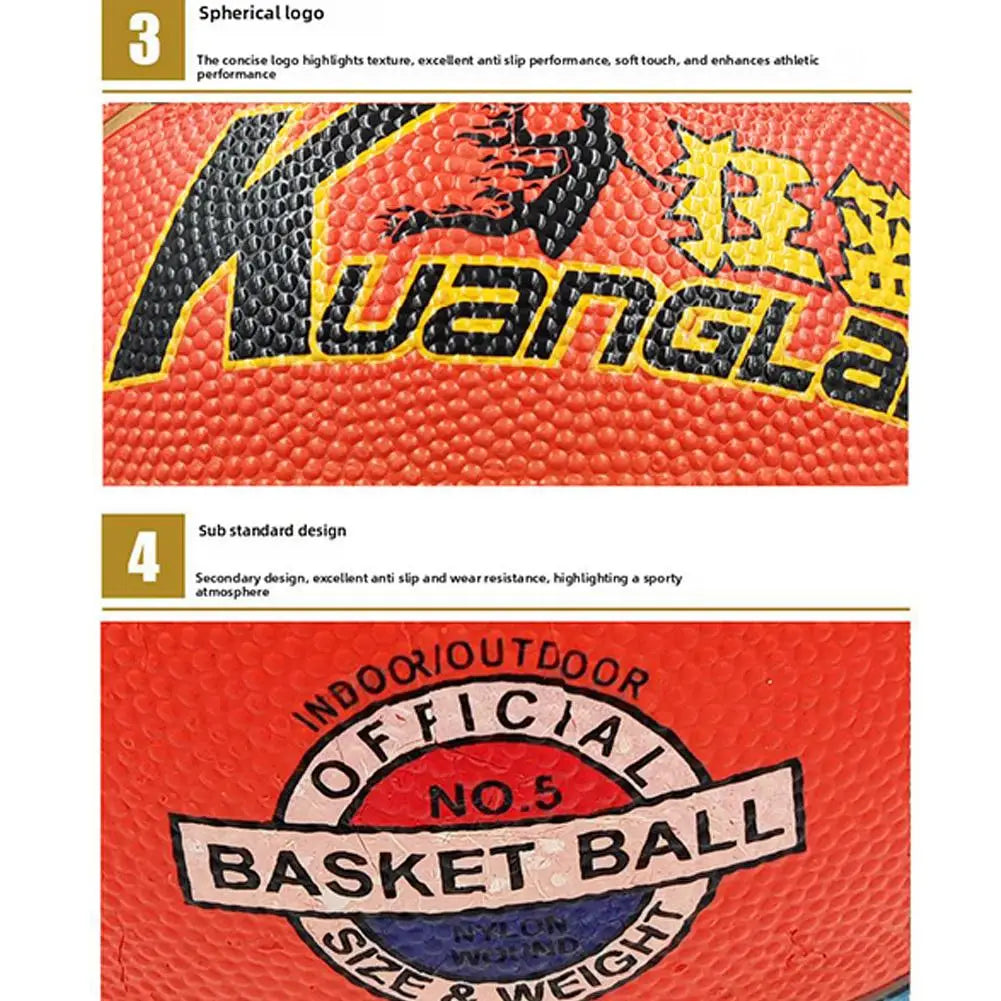PU Leather Basketball - Sizes 3/5/7 (18/22/24 cm | 7/8.6/9.4 in) - Wear-Resistant Indoor & Outdoor Training Ball for Kids & Adults