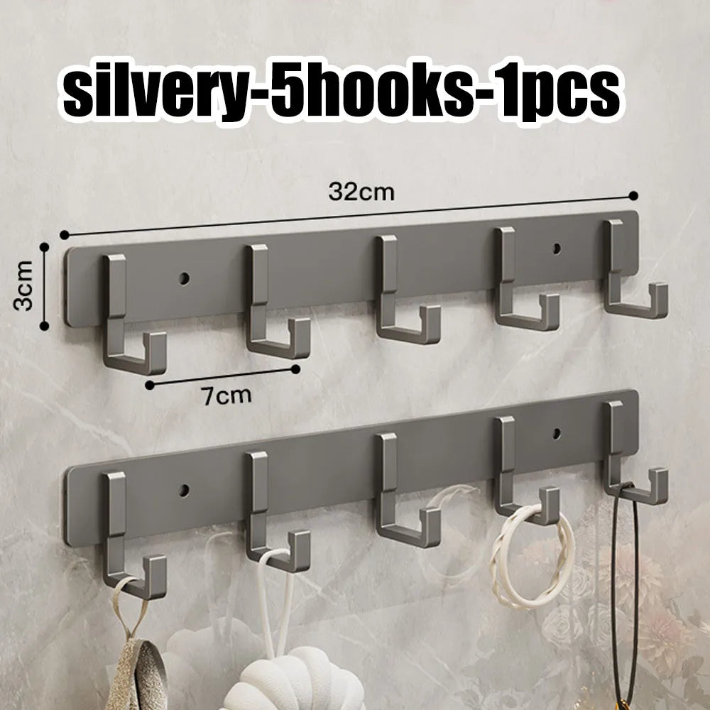 Heavy-Duty Adhesive Wall-Mounted Towel and Clothes Hook - No-Drill Stainless Steel Multi-Hook for Bathroom and Kitchen