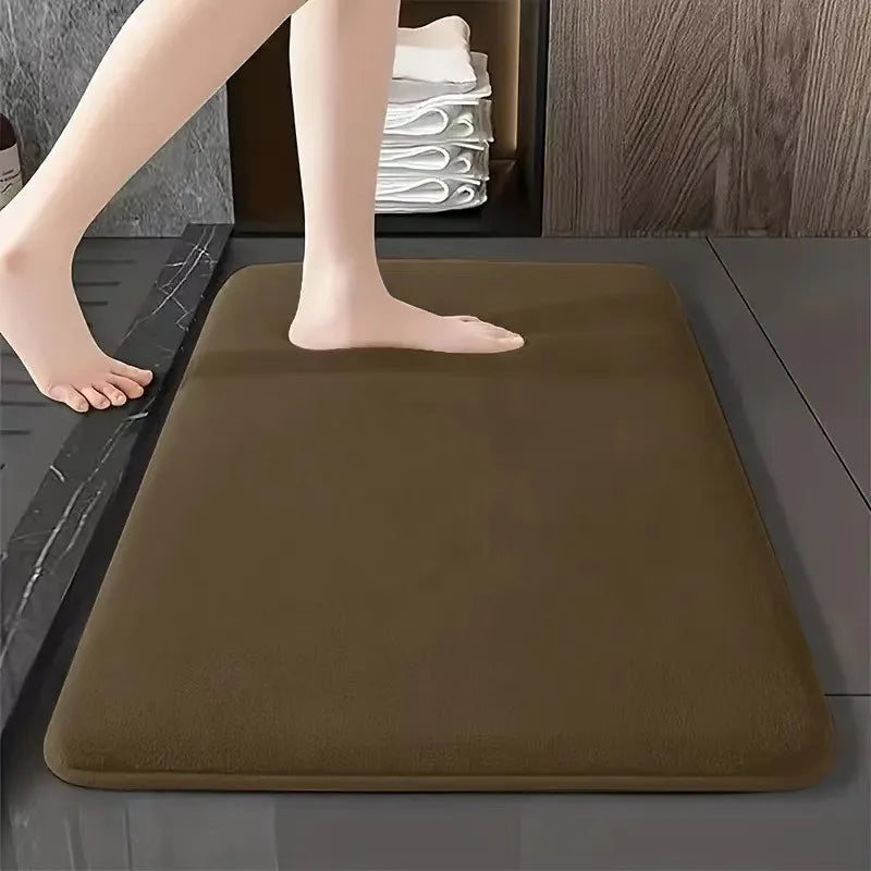 Absorbent Non-Slip Coral Velvet Bath Mat – Soft Bathroom Floor Rug & Door Mat