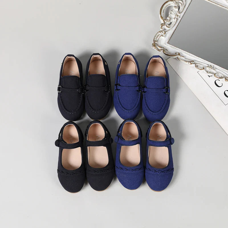 Kids Mary Jane Loafers - Girls & Boys Slip-On Lace School Flats, Black