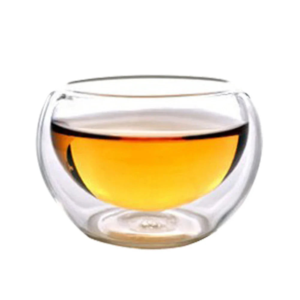 50 ml (1.7 fl oz) Double Wall Glass Tea & Coffee Cups - 6-Piece Heat-Resistant Handle Borosilicate Mug Set