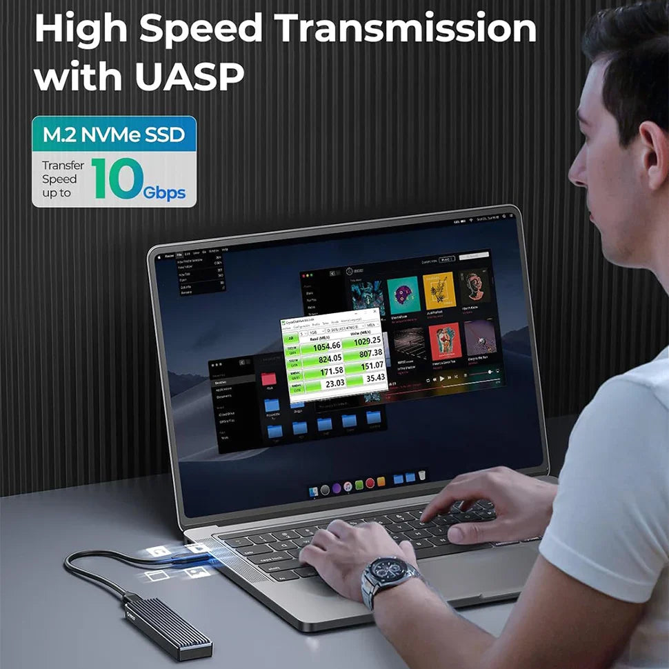 M.2 NVMe & SATA External SSD Enclosure USB-C / USB-A 10Gbps (USB 3.2 Gen2) Compatible with 2230/2242/2260/2280 Up to 4TB
