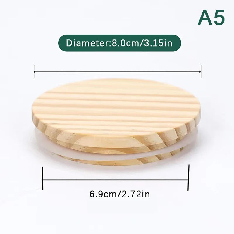 Handmade Pine Wood Jar Lid with Silicone Seal – Airtight Wooden Cover for Jars, Mugs & Candle Cups, Fits 52–130 mm (2.05–5.12 in)