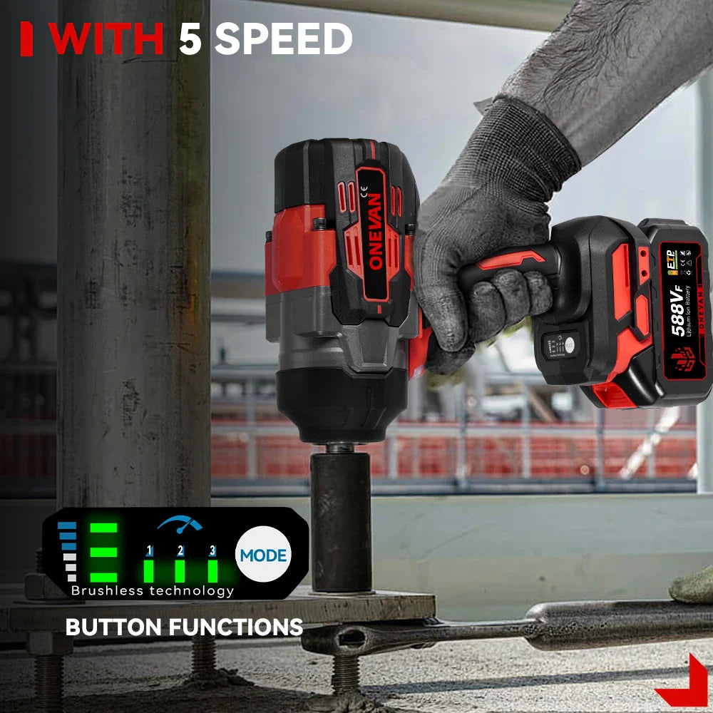 Brushless Cordless Impact Wrench 2800 N·m (2800W) 1/2 in (12.7 mm) Drive — 18V Battery Compatible (Battery Not Included)