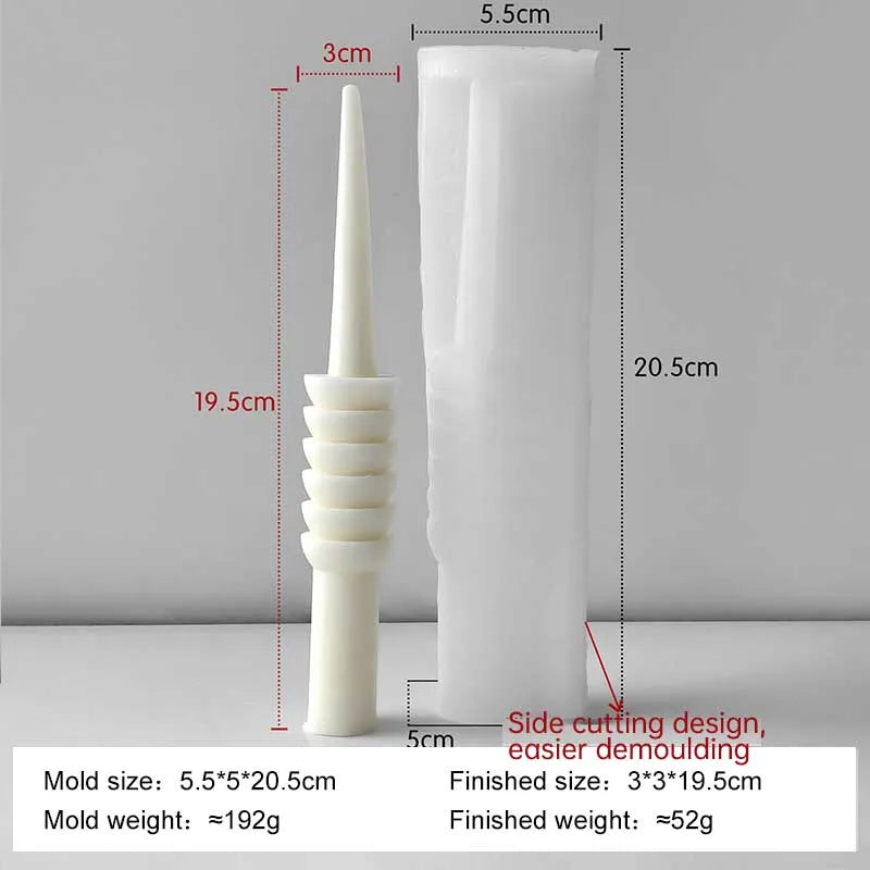 Geometric Spiral Long Rod Silicone Candle Mold for Handmade Aroma Candles & DIY Candle Making Supplies