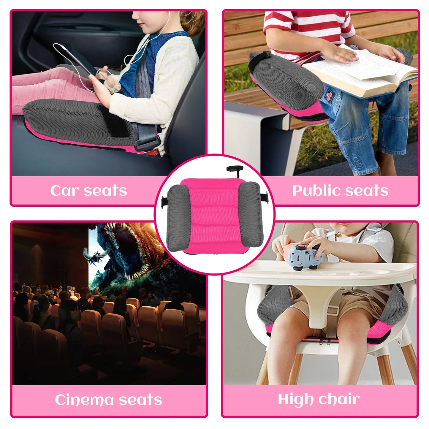 Inflatable Car Booster Seat for Kids – Portable PVC Travel Booster Cushion with Carry Bag, Universal