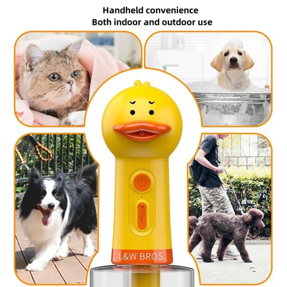 Cute Yellow Duck USB Rechargeable Foam Soap Dispenser for Pet Bathing – Automatic Pet Shampoo Foamer