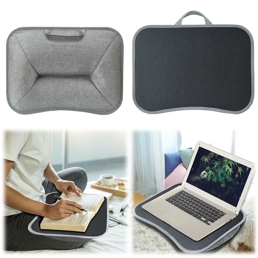 Laptop Lap Desk for 13–15 Inch (33–38 cm) Laptops — Padded Lapdesk with Soft Pillow Cushion, Handle & Writing Tray for Couch, Work & Gaming