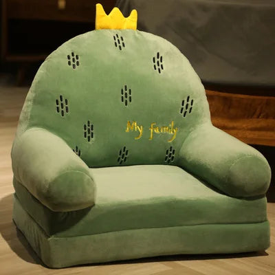Foldable Kids Cartoon Sofa Bed — Plush Toddler & Baby Seat, Princess Nap Cushion
