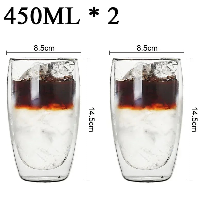 Double Wall High Borosilicate Glass Mugs - Insulated Heat-Resistant Coffee & Tea Cups (2-18 pcs Set)